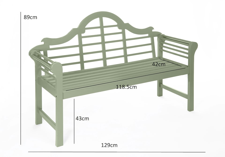 image 1 of Greenhurst PU Painted Lutyens Style Wooden Garden Bench - Sage Green | Green | Sage Green
