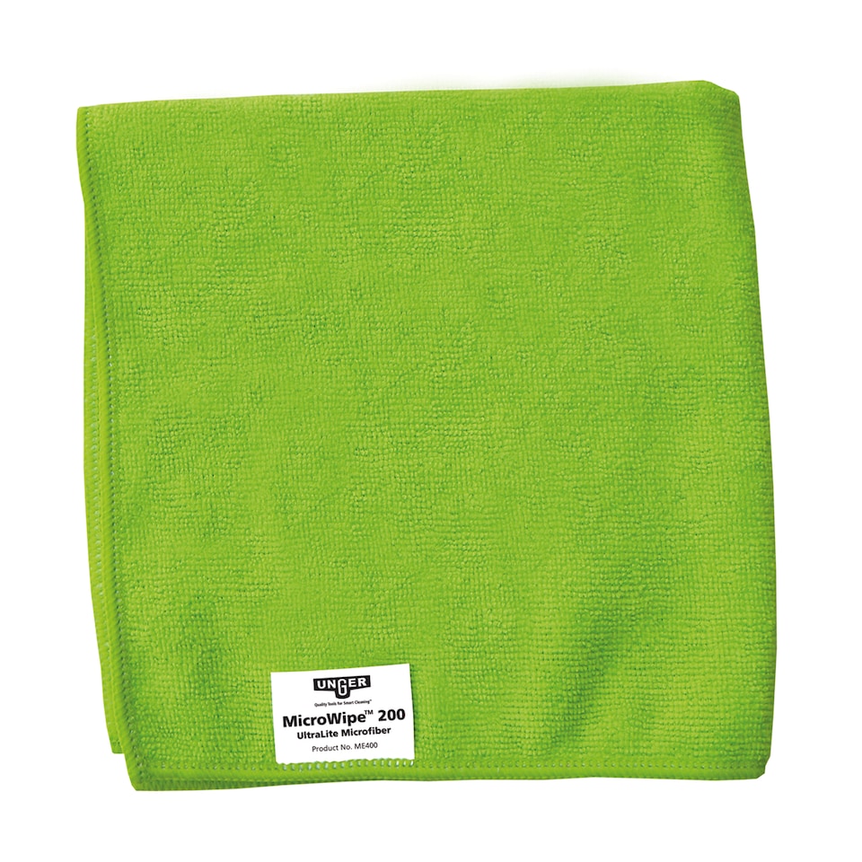 image 1 of Cleaner Cloth Microfibre Cloths 10 Pack Green 40x40cm Washable 200x Kitchen, Bathroom, Car & Window Cleaning by UNGER