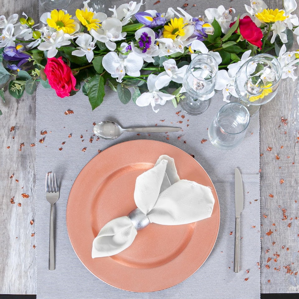 image 1 of Argon Tableware Metallic Charger Plates - 33cm - Rose Gold - Pack of 6