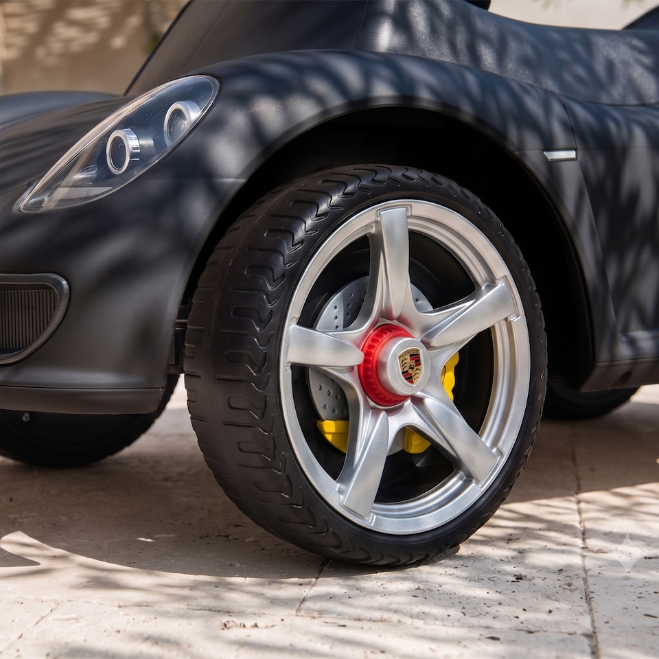 image 1 of AIYAPLAY Ride on Car with Horn, Lights, Sound, Porsche Licensed, Matte Black