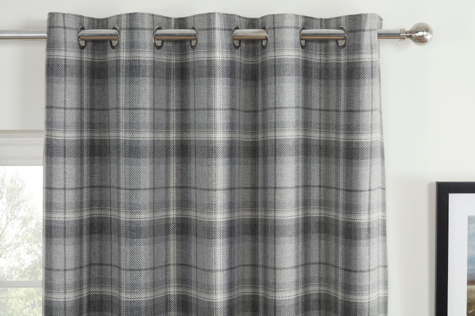 image 1 of Carnoustie Eyelet Blackout Curtains - Grey - 229cm x 229cm