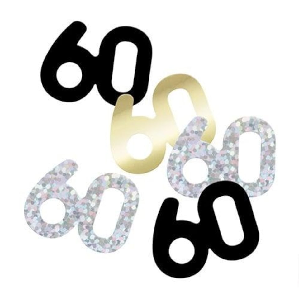 Black Glitz Age 60 Holographic Assorted Table Confetti 14g