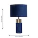 image 6 of Set of 2 Navy Blue Velour Velvet Table Lamps | Blue | Chrome | Large | 2