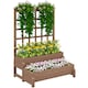 image 9 of Outsunny 2-Tier Wooden Raised Bed with Trellis and Drainage Holes, Brown 