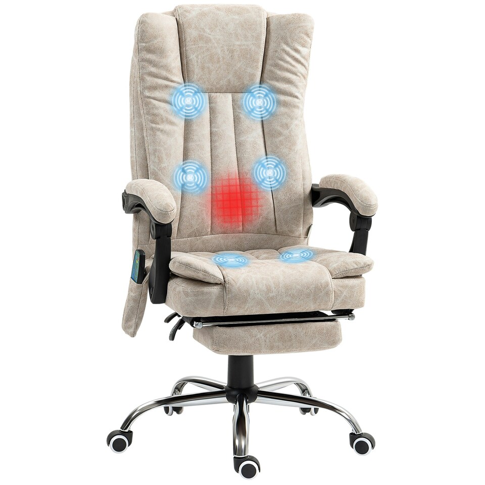 image 1 of Vinsetto 6-Point Vibrating Heat Massage Chair w/ Microfibre Charcoal Grey