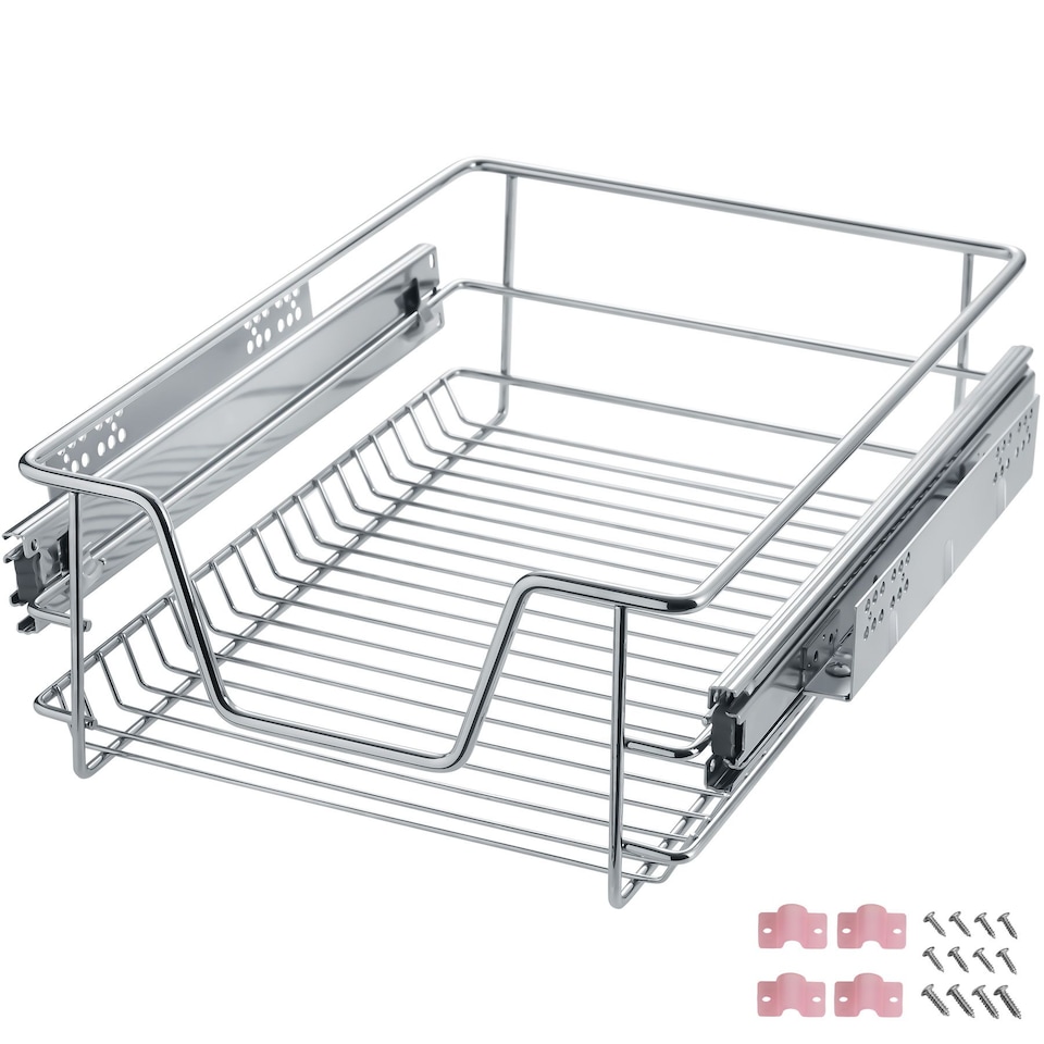 image 1 of Drawer with Telescopic Runners - chrome finish, adjustable width, with full extension | Grey | grey | 40 cm | 1
