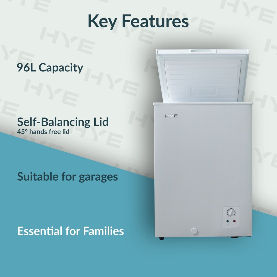 HYE 96 Litre Freestanding Chest Freezer, 60cm, White - RF01CF96W24
