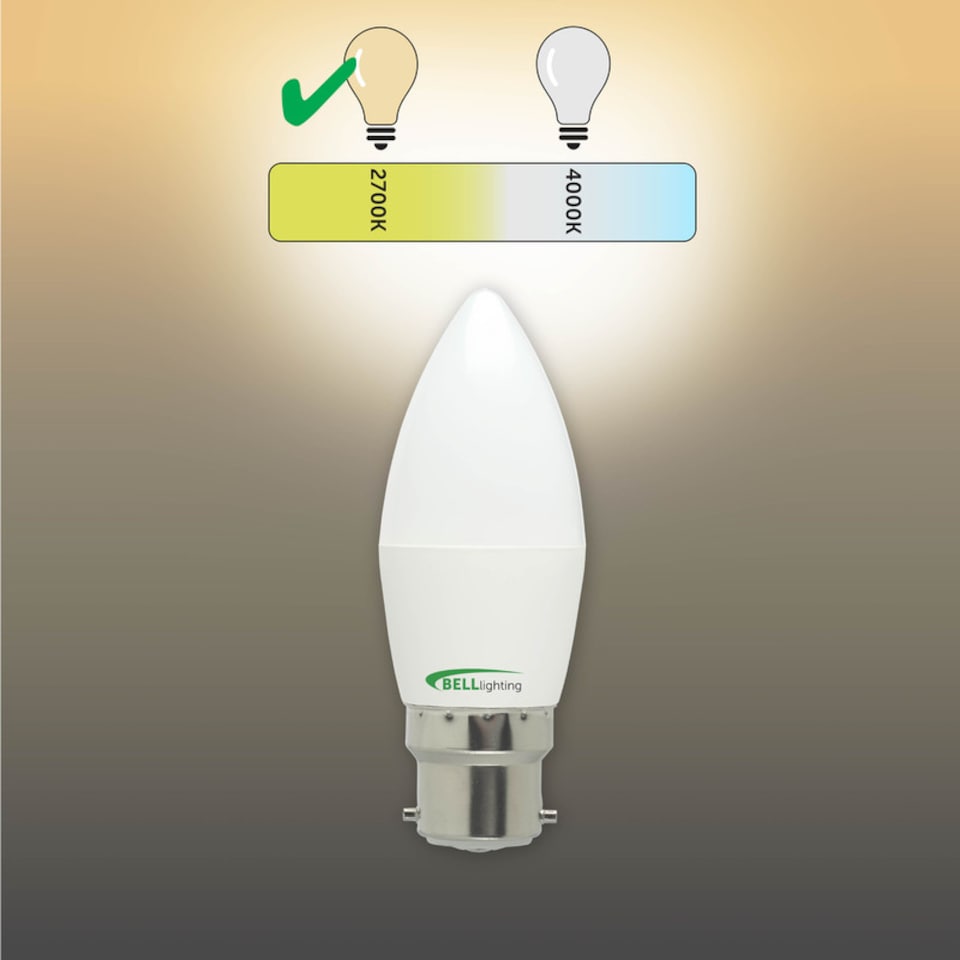 image 1 of BELL Lighting B22 Dimmable LED Candle Warm White 2700K 4.7W Light Bulb