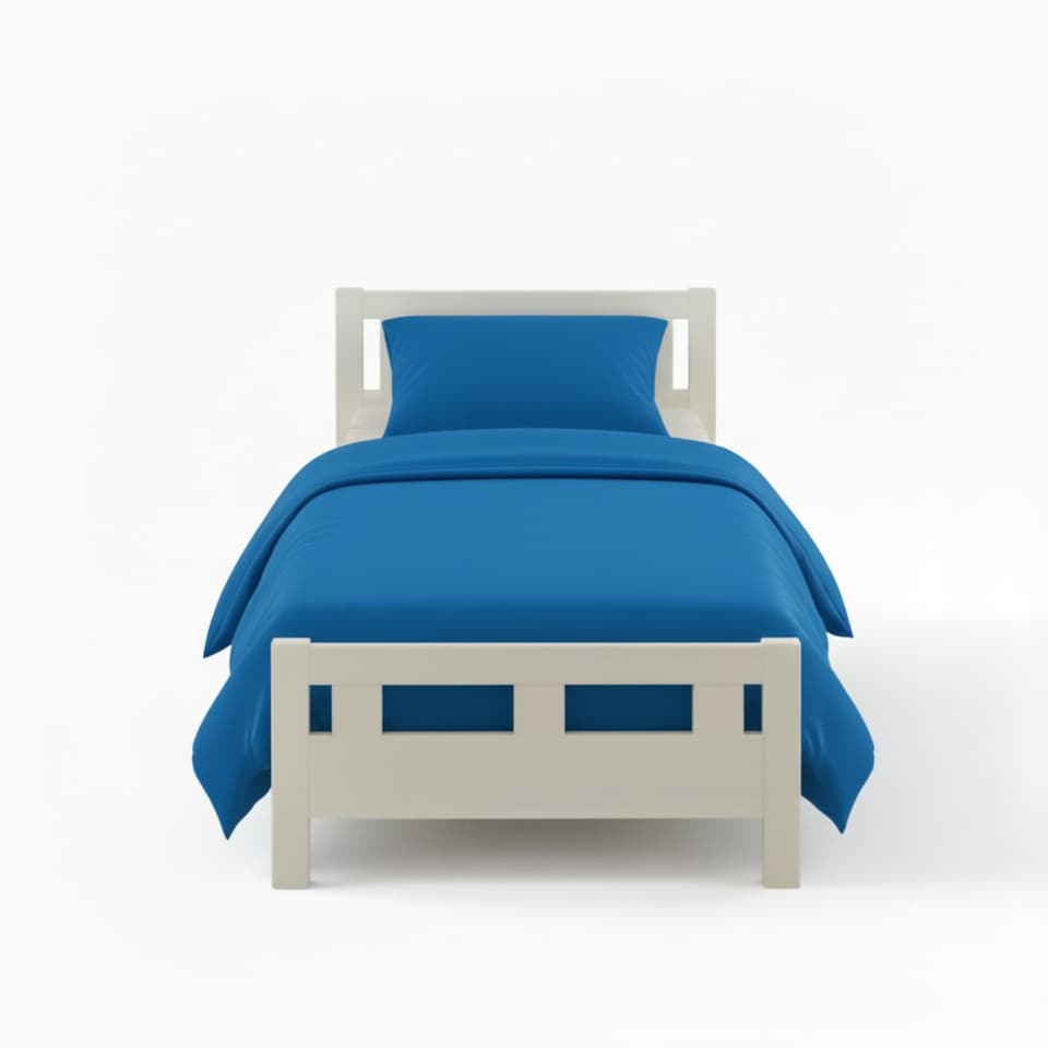 image 1 of Flannelette Cotton Cot Bed Duvet Cover Set Brushed Warm Bedding Set | Blue | Teal | Toddler