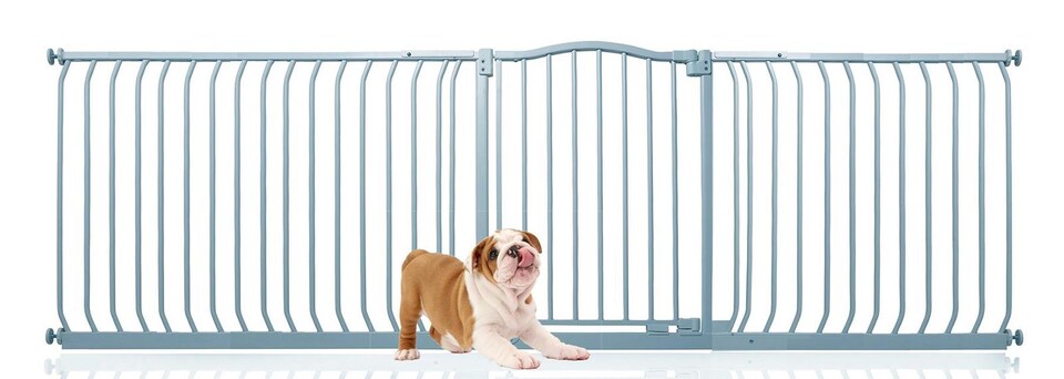 image 1 of Bettacare Curved Top Dog Gate, 234cm - 243cm, Matt Grey, Pressure Fit Pet Gate for Dog and Puppy, Pet and Dog Barrier | Grey
