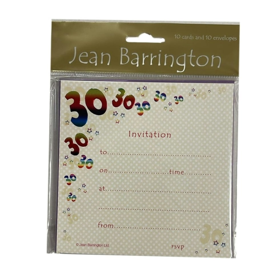 image 1 of 30th Foil Printed Birthday Party Invitations And Envelopes Pack Of 10