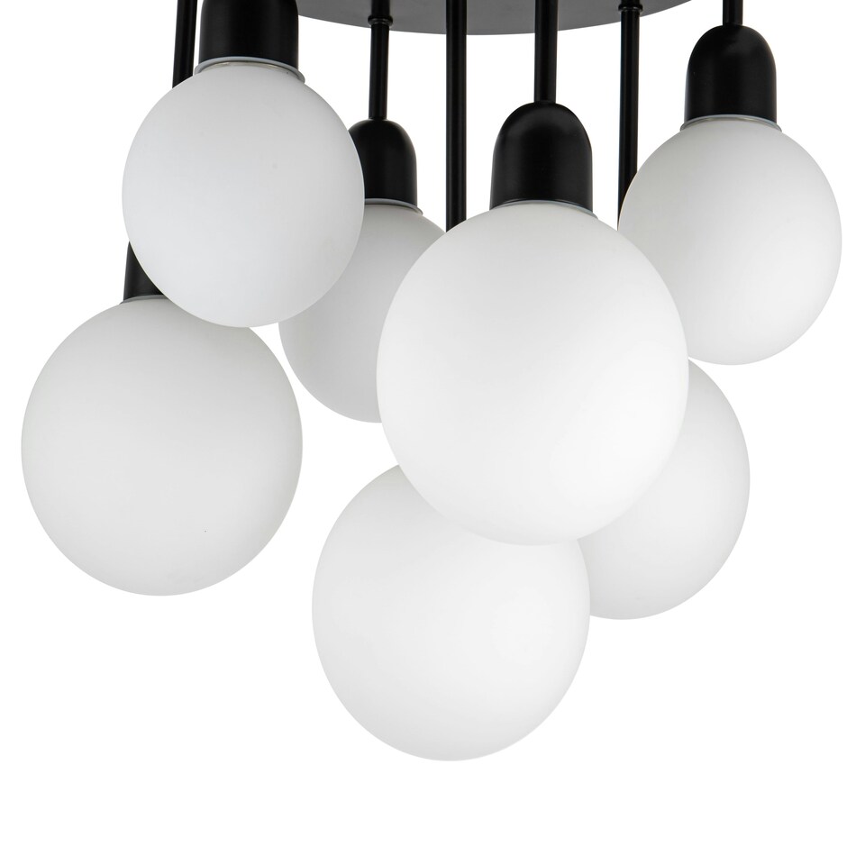 image 1 of COSYLYTE Broome Bathroom 7 Light Modern Opal Glass Ceiling Light - Matt Black Black