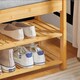 image 7 of Wooden Shoe Storage Bench With Hidden Drawer & Cushioned Seat Brown
