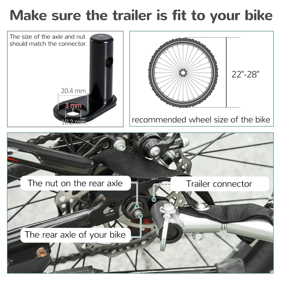 image 1 of HOMCOM 18m  2-Seat Child Bike Trailer for Kid w Steel Frame Seat Belt Orange