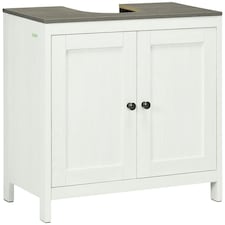 kleankin Bathroom Sink Cabinet, Freestanding Under Sink Cabinet Adjustable Shelf White | White