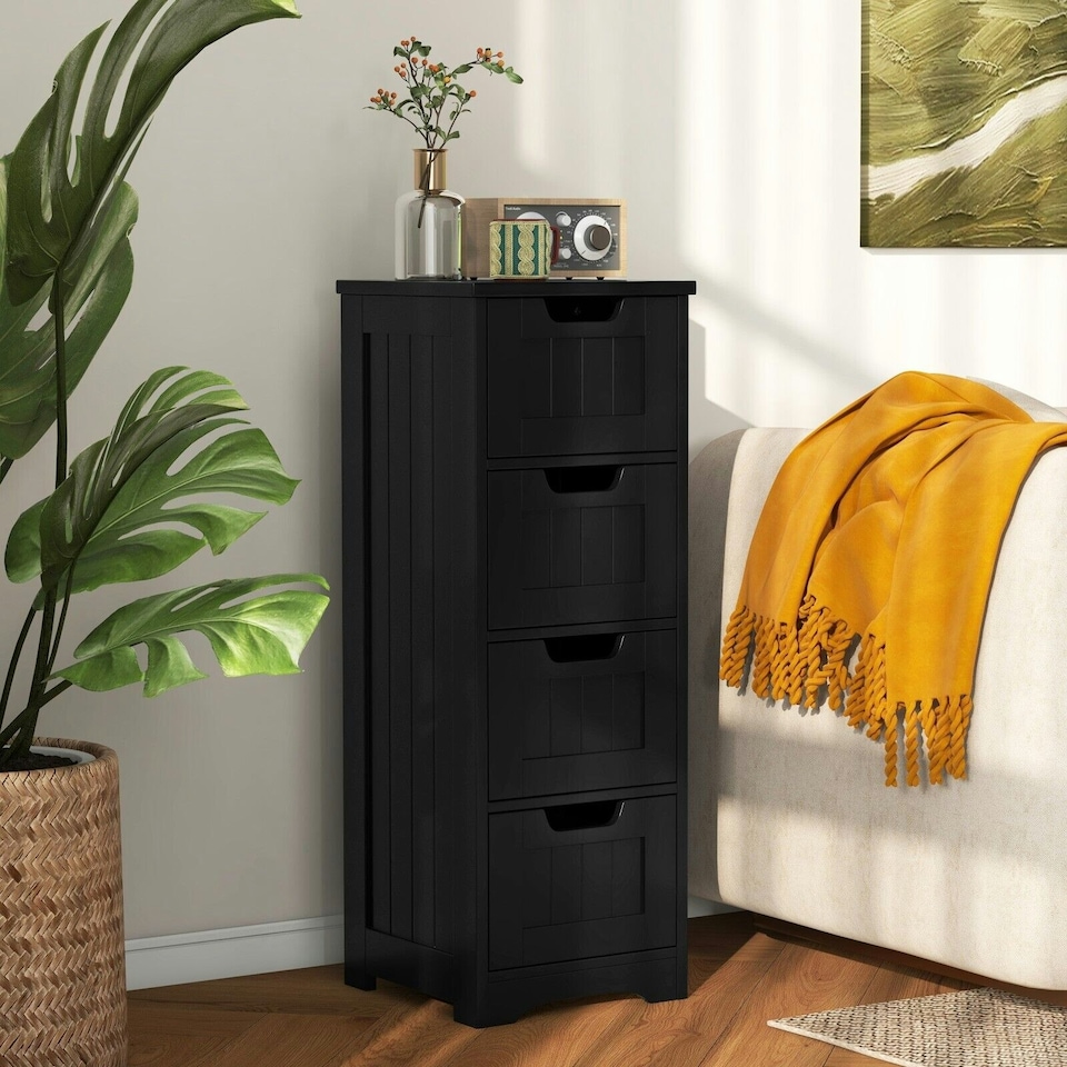 image 1 of COSTWAY Bathroom Storage Cabinet Storage Organizer Black Grey