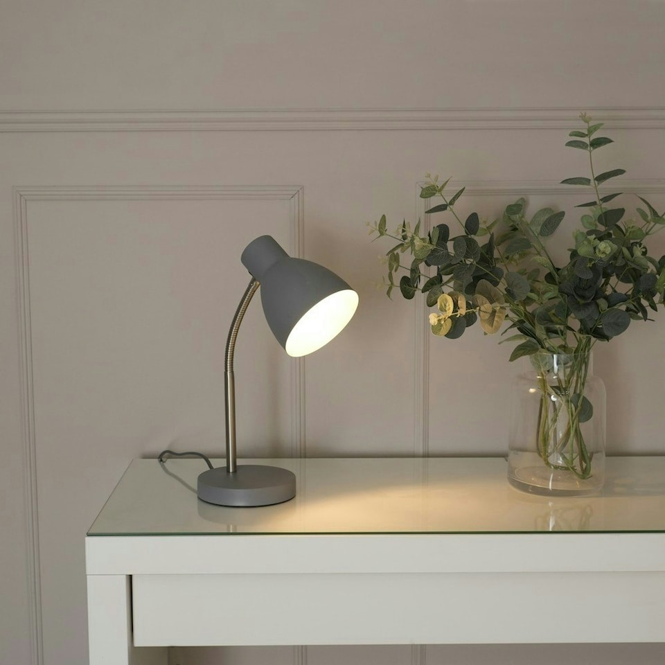 image 1 of ValueLights Keela Grey Adjustable Flexi Neck Desk Table Lamp