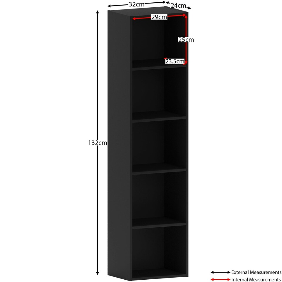 image 1 of Vida Designs Oxford 5 Tier Cube Bookcase Display Storage, Black