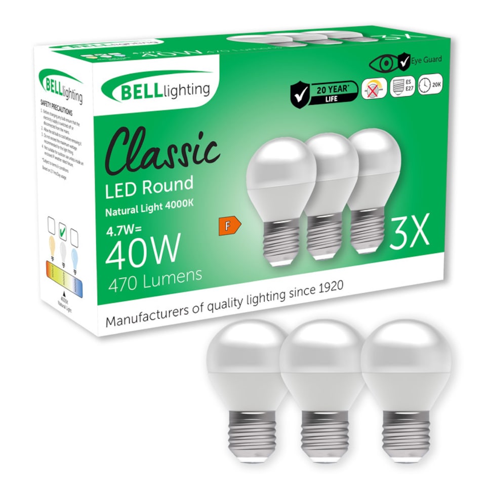 image 1 of BELL Lighting E27 Edison Screw 4.7WLED Golf Ball Natural White 4000K Light Bulb