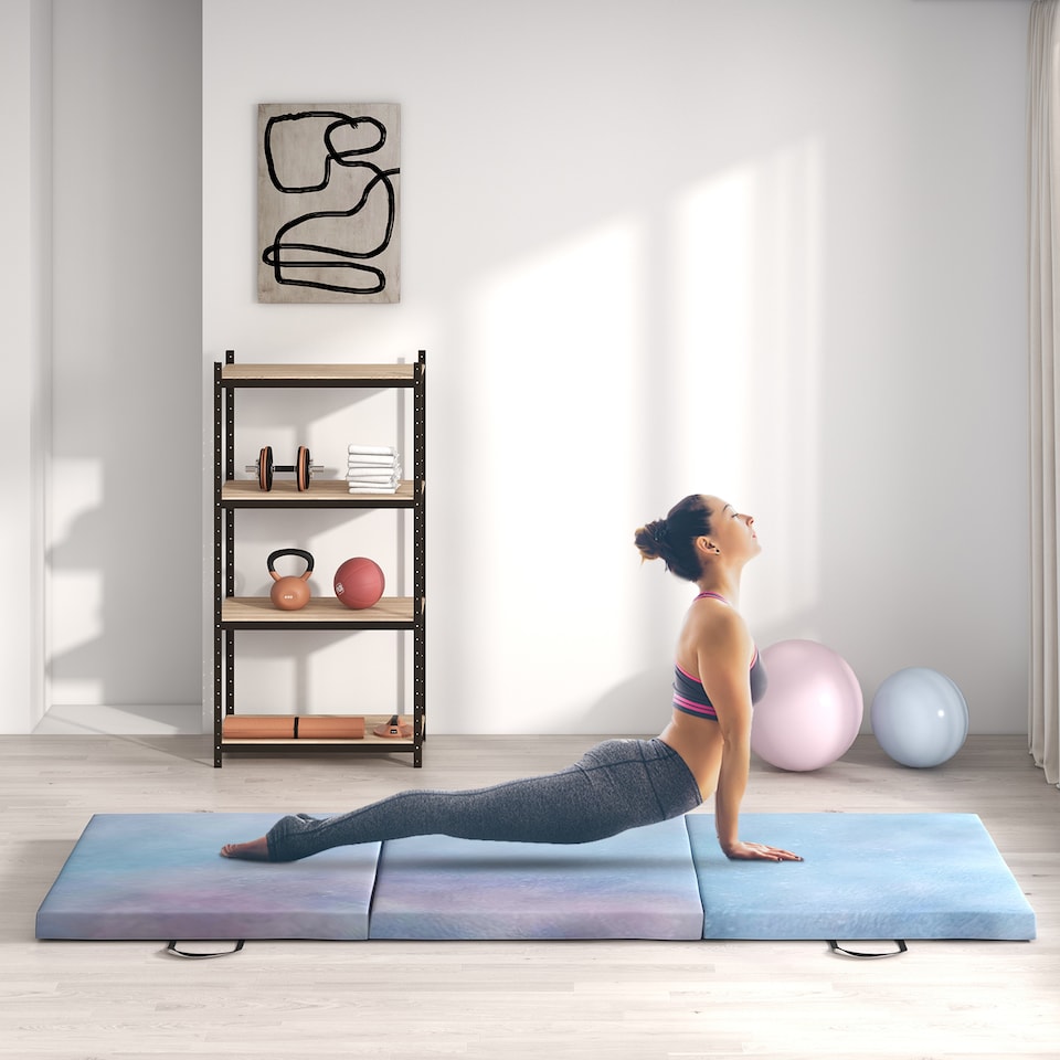 image 1 of HOMCOM 6FT Foldable Gymnastics Mat, Blue