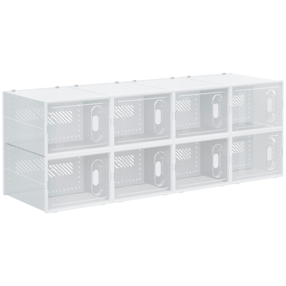 image 1 of HOMCOM 8PCS Stackable Clear Plastic Shoe Storage Box for UK/EU Size 12/46 