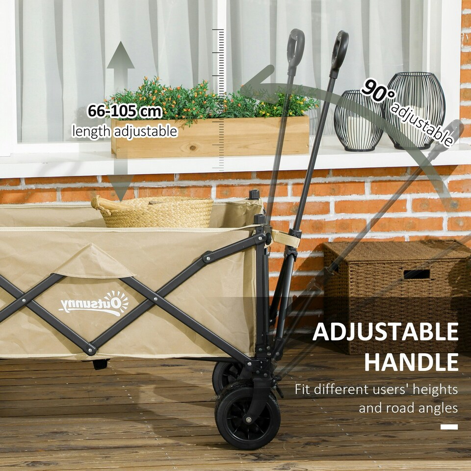 image 1 of Outsunny Foldable Garden Cart, Outdoor Utility Wagon with Carry Bag, Camouflage