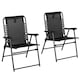 image 2 of Outsunny Set of 2 Patio Folding Chair Set, Garden Portable Outdoor Chairs with Armrest and Breathable Mesh Fabric Seat and Backrest, for Camping, Beach, Deck, Lawn, Black