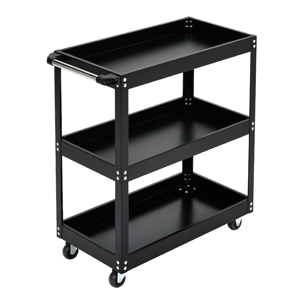image 1 of Living and Home 3-Tier Rolling Tool Cart Storage Organizer - Black