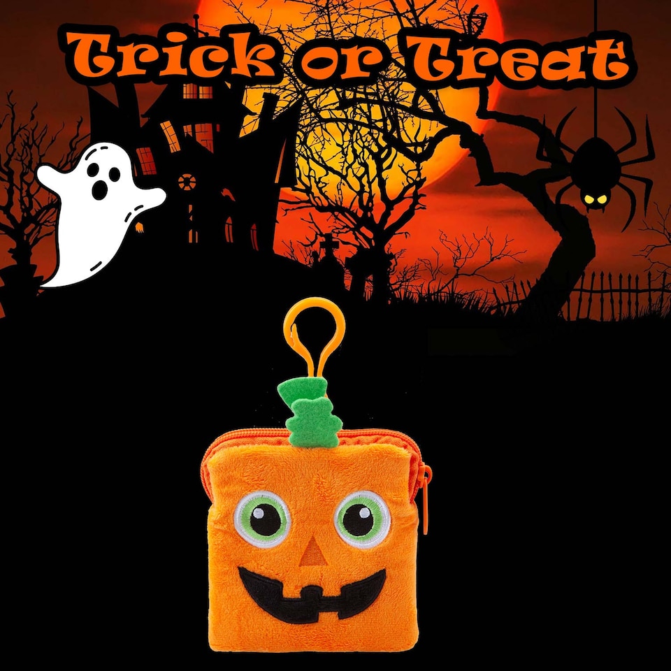 image 1 of vfm-estore Halloween Pumpkin Coin Purse Accessory - 23cm Trick-or-Treat Bag
