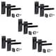 image 1 of Golden Grace 5 Sets Victorian Straight T-Bar Door Handles Latch in Matt Black with 1 Pair of 3" Ball Bearing Hinges & Latches Pack - 120mm x 40mm Backplate Black