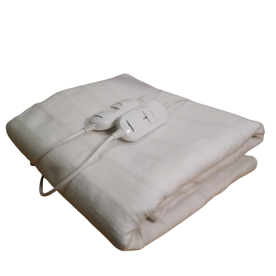 image 1 of 150cm 2 x 60W King Size White Electric Blanket Throw with Temperature Settings