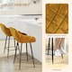 image 5 of HOMCOM Bar Stools Set of 2, Velvet-Touch Fabric Counter Height Bar Chairs, Kitchen Stools with Steel Legs for Dining Area, Kitchen Island Barstools, Brown