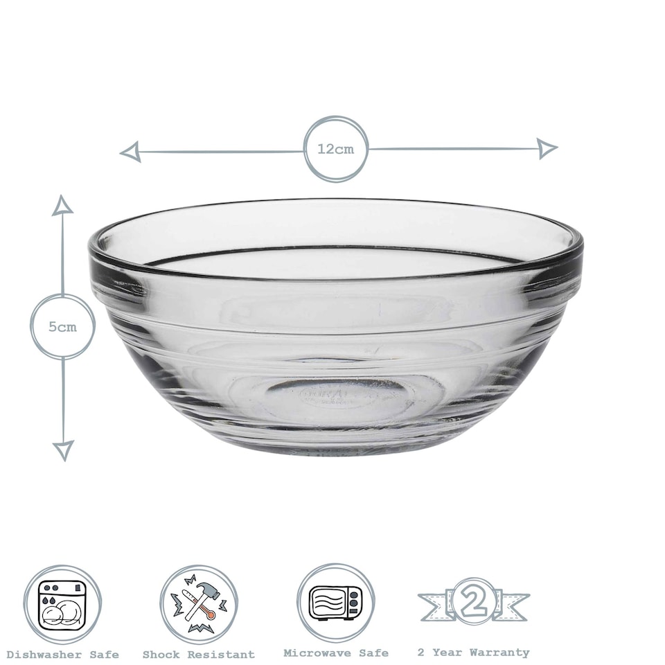 image 1 of Duralex Lys Stacking Glass Cooking / Ingredients / Food Bowl - 12cm | Clear | Clear
