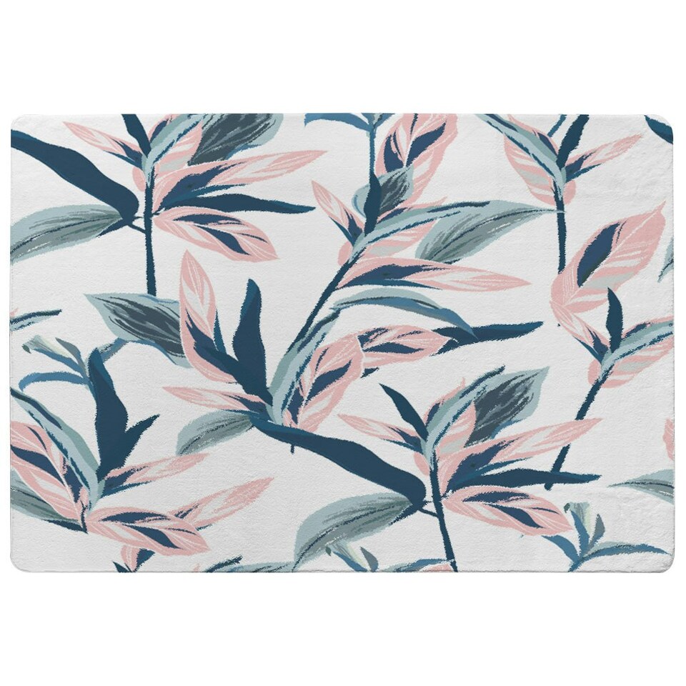 image 1 of Winter Pink & Blue Flowers (Rug) Pink | Large: 140x200cm