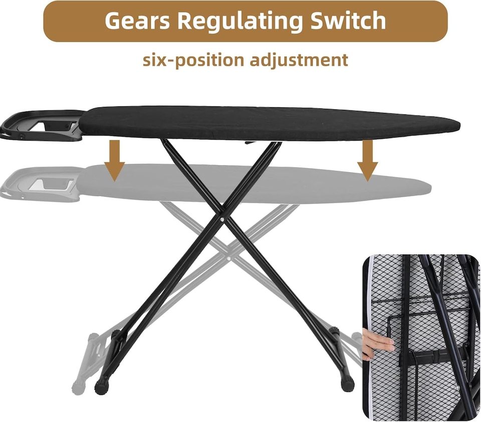 image 1 of Ironing Board 120 x 40cm Ironing Board Table Folding Metal Iron,Lightweight Iron Board Rack Foldable Non Slip Adjustable Height