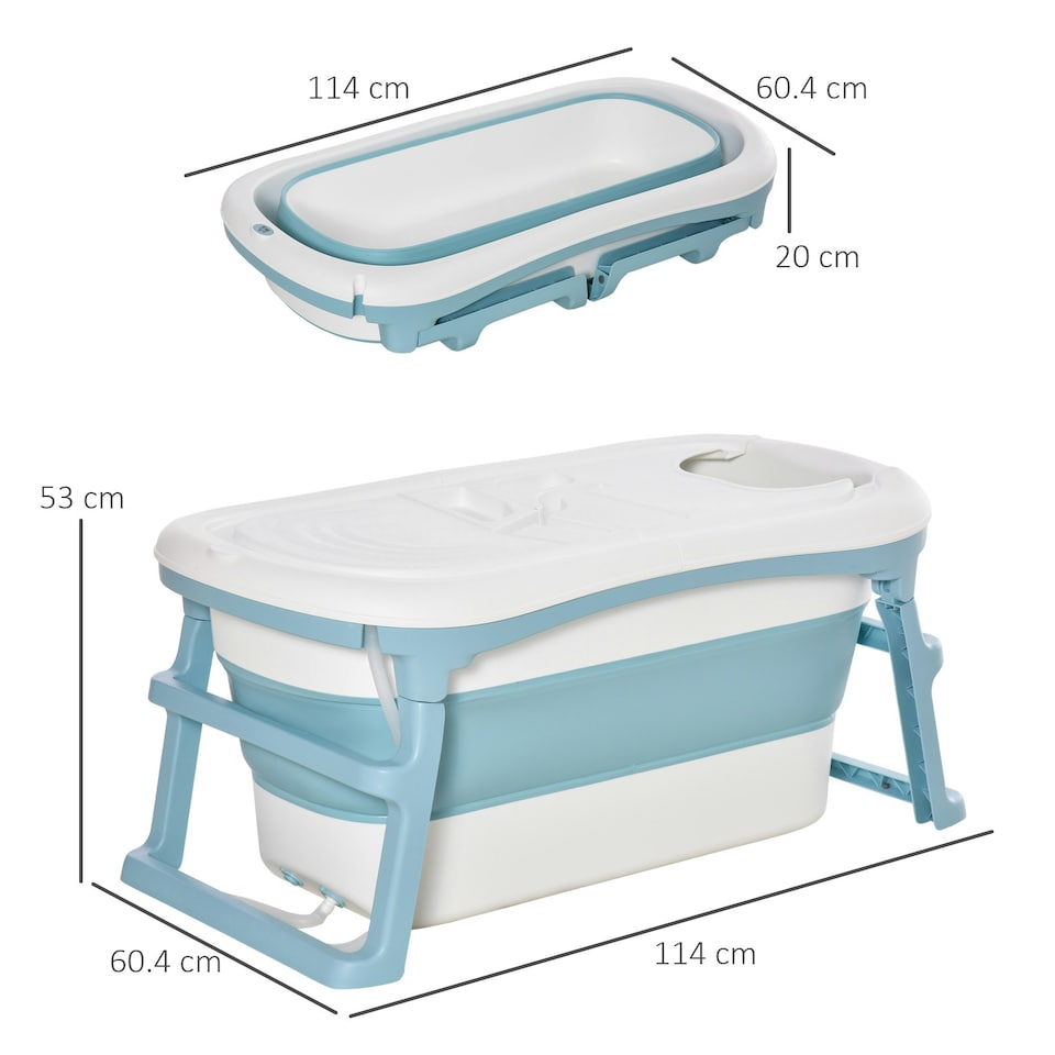 image 1 of HOMCOM Foldable Bathtub Kids Bath Tub with Lid Large Bathtubs for 1 - 12 Years
