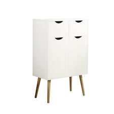 Sideboard Storage Cabinet With Drawers Cupboard Solid Wood Legs White | 2 Door 2 Drawers