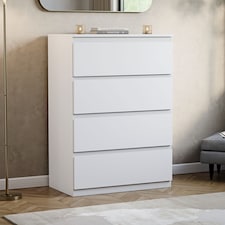 Vida Designs Denver 4 Drawer Chest of Drawers Bedroom Storage, White