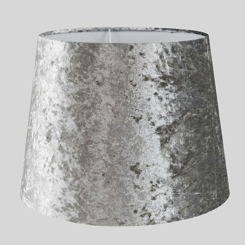 image 1 of ValueLights Modern Tapered Table Floor Lamp Light Shade With Silver Grey Velvet Finish