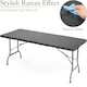 image 3 of Christow Folding Garden Table Rattan Effect Outdoor Camping Dining 6 Seater 6ft