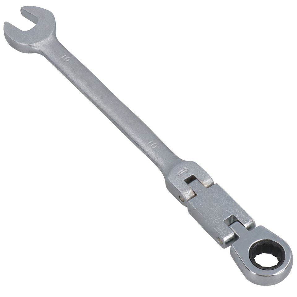 image 1 of 10mm Metric Double Jointed Flexi Ratchet Combination Spanner Wrench 72 Teeth