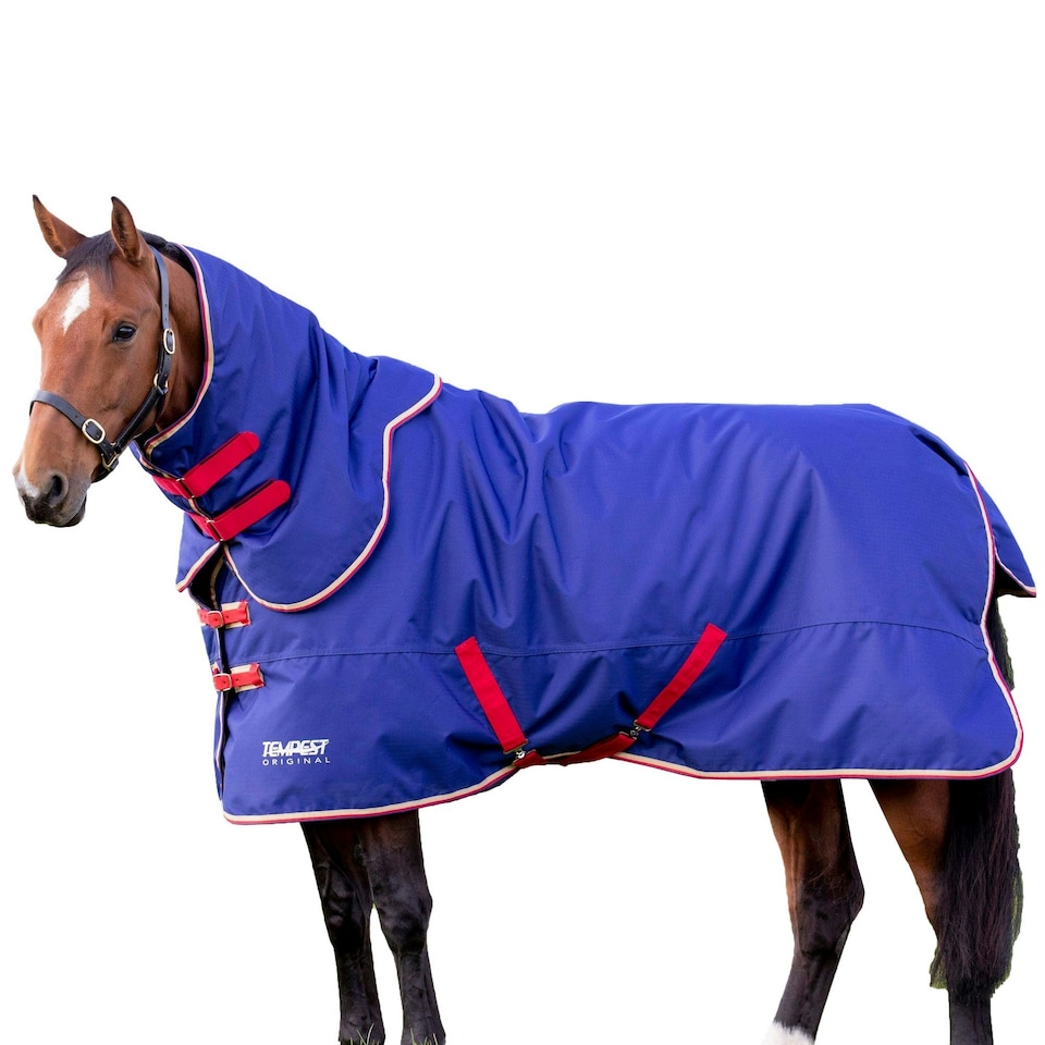 Tempest Original 100 Horse Turnout Rug & Neck Cover Set - Navy/Red - 6´ 3"