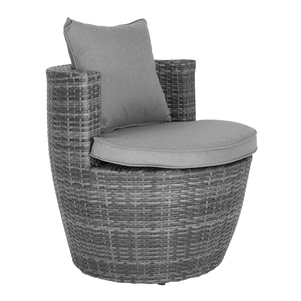 image 1 of Charles Bentley 3 Piece Rattan Stacking Outdoor Patio Furniture Set  - Grey