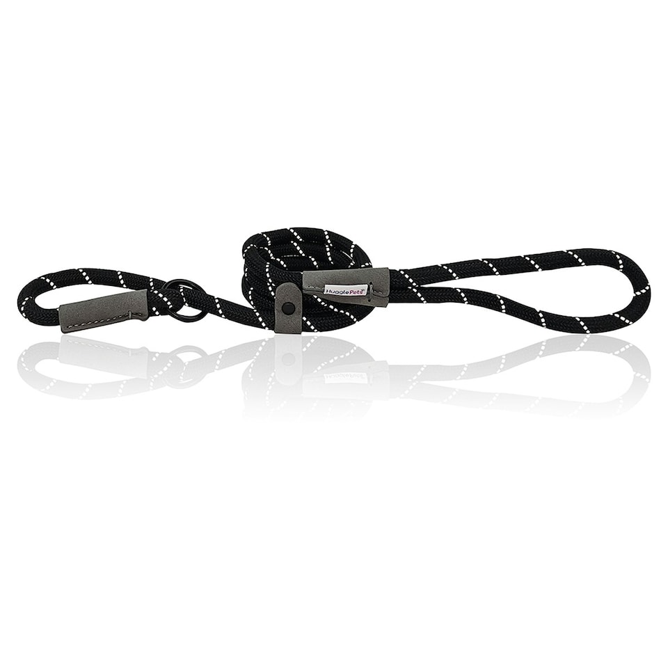 image 1 of HugglePets Reflective Rope Slip Dog Lead Black