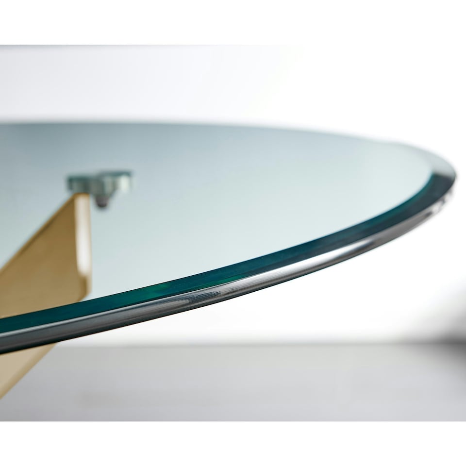 image 1 of Furniturebox Novara Gold Metal 100cm Round Glass Dining Table