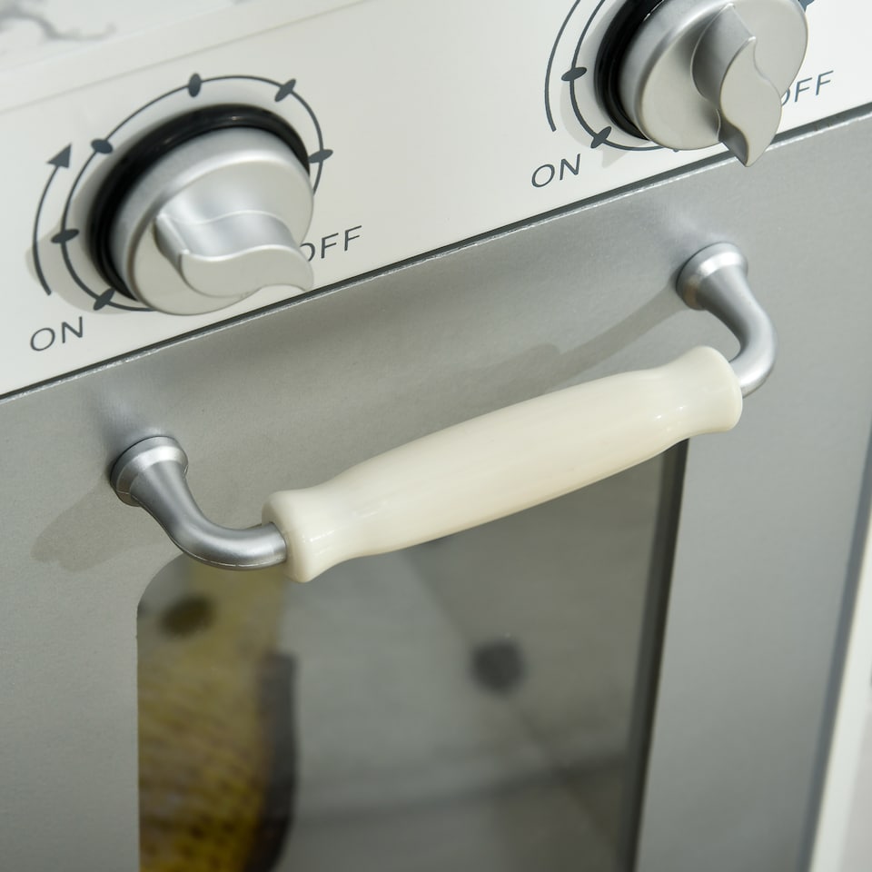 image 1 of AIYAPLAY Wooden Play Kitchen Kids Toy Kitchen Playset Role Playing Game with Lights, Sounds, Apron and Chef Hat, Ice Maker, Microwave, Range Hood, Utensils, Cuttable Food, for Ages 3-6 Years - White