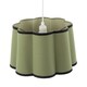 image 4 of Olive Green Linen Scallop Drum Lamp Shade with Black Cotton Trims | Green | Olive Green | 1