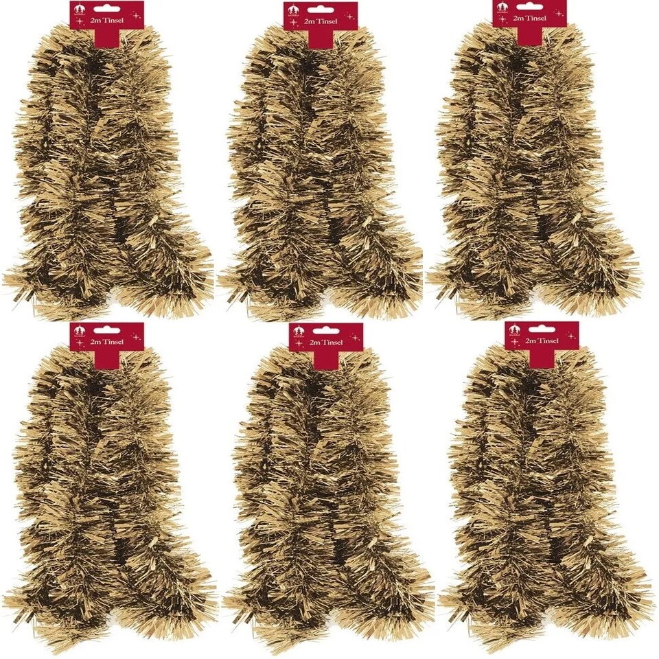 6 x 2 Metres Pack Gold Chunky Christmas Tinsel