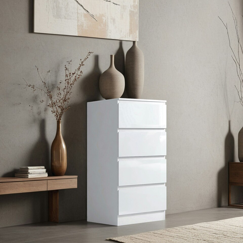 image 1 of FWStyle Stora 4 Drawer Chest of Drawers - White Gloss Front