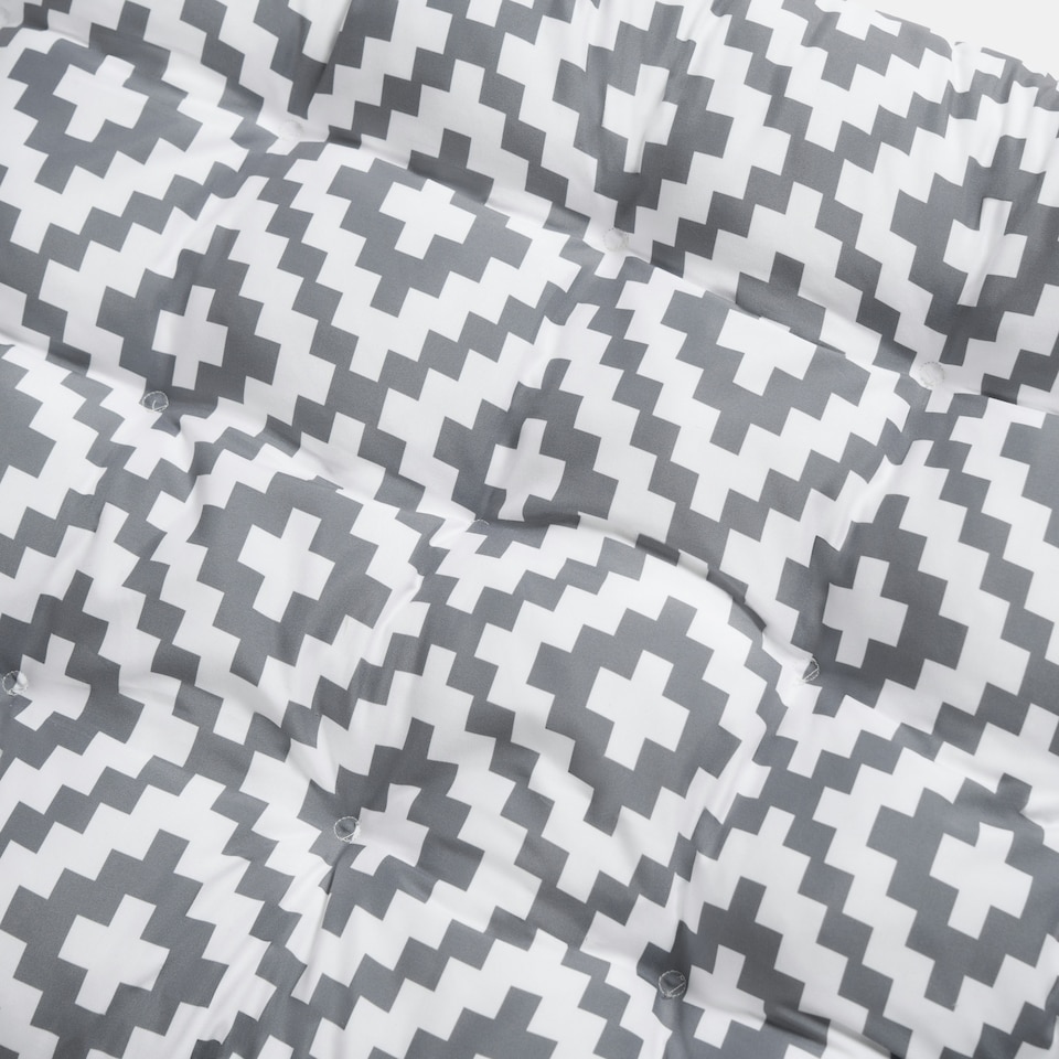 image 1 of OHS 2 x Geometric Print Outdoor Garden Patio Deck Zero Gravity Chair Sun Lounger Soft Thick Plump Comfy Filled Cushion Grey | 160 x 50cm